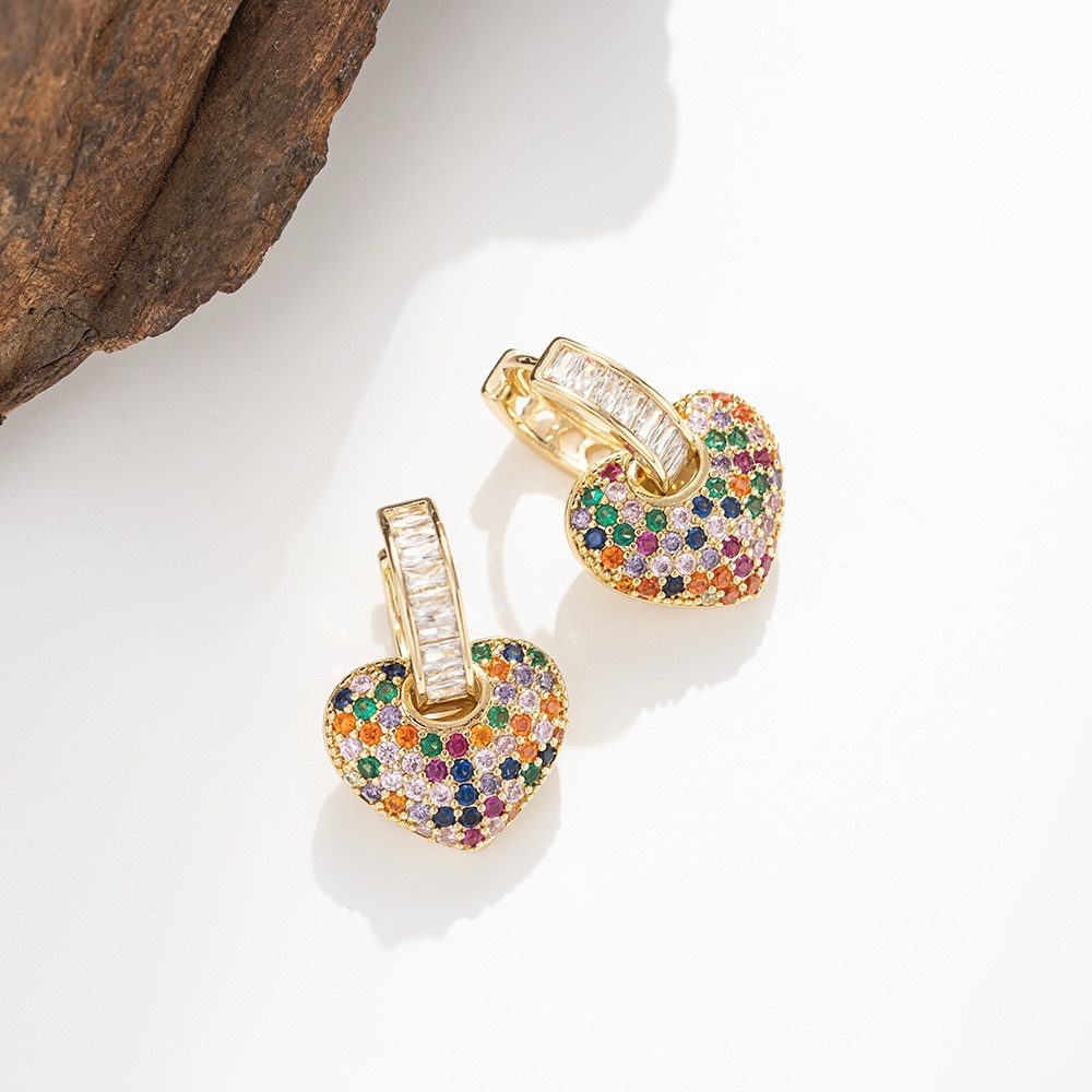 Multicolor Heart Hoop Earrings